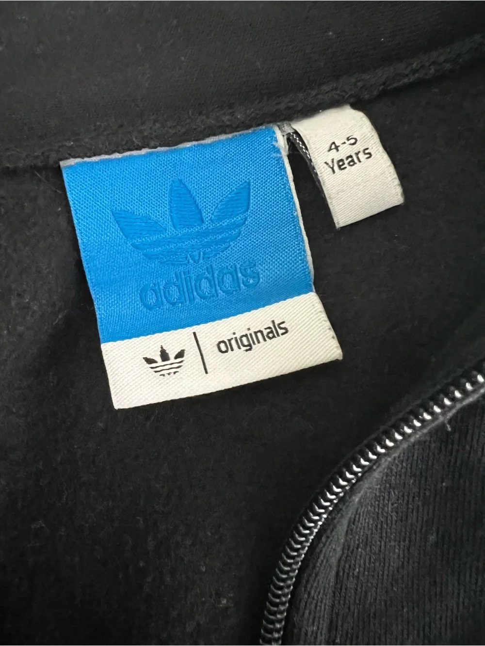 adidas Black Kids Zip Hoodie with White Three-Stripes
